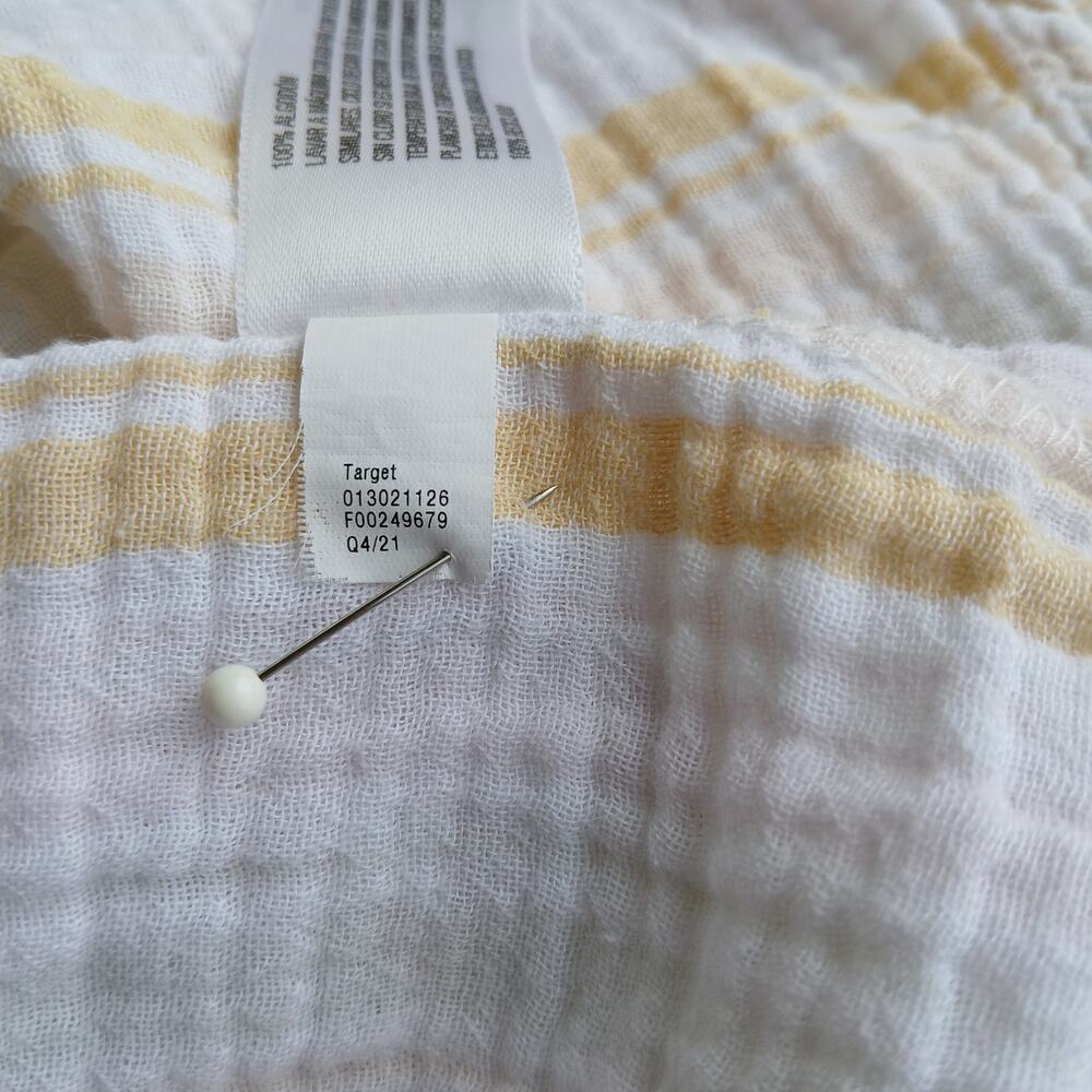 Universal Thread Super Soft Cotton Button-up Shirt M white yellow stripes LS - Picture 14 of 14